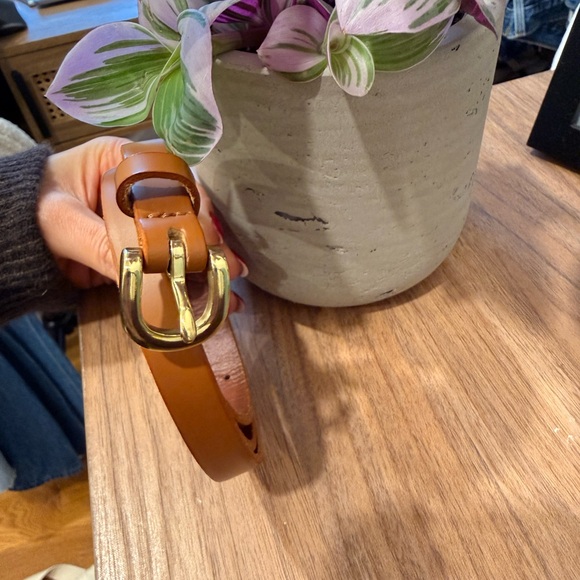 J.Crew Tan Leather Belt with Gold Buckle - Picture 2 of 4